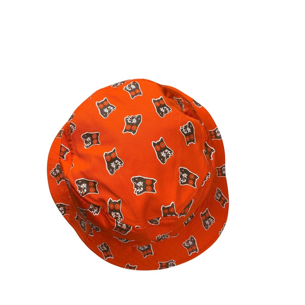 Hooters Owl Print Orange Bucket Hat Adult Unisex Retro Festival Fisherman Cap - Picture 2 of 5